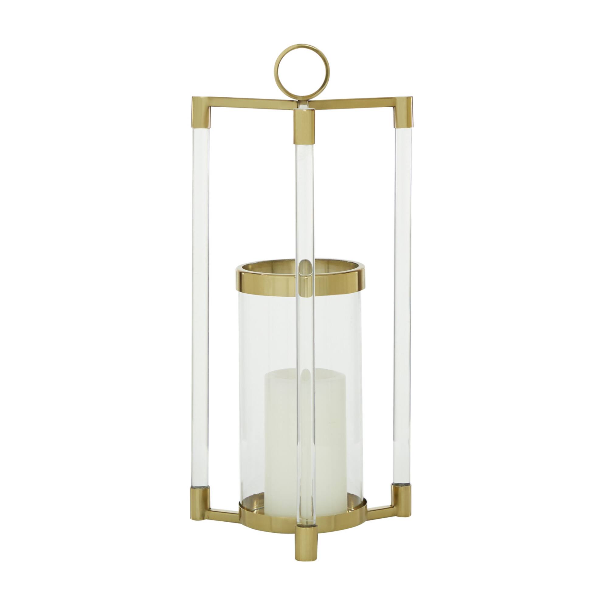 Gold Stainless Steel Contemporary Lantern